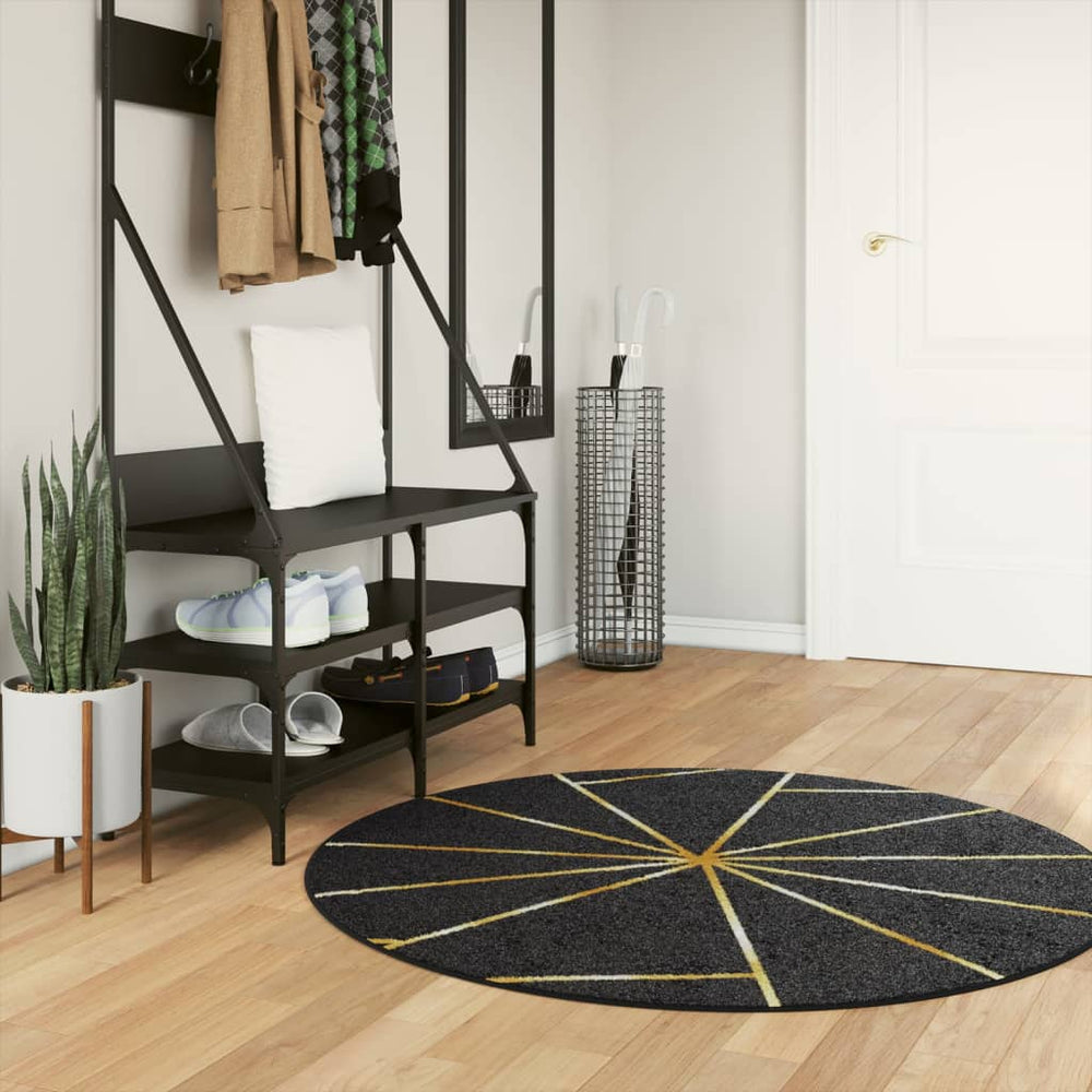 vidaXL Washable Rug Black and Gold Ø 120 cm