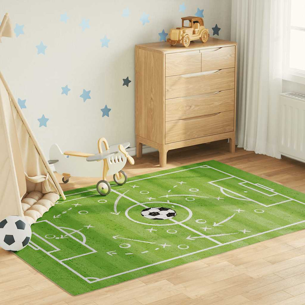vidaXL Green Kids' Rug 160x230 cm Football Field Washable
