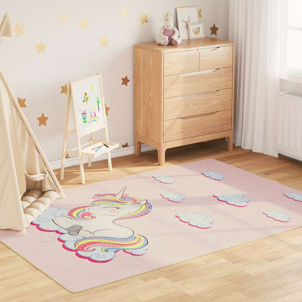 vidaXL Children's Rug Pink 160x230 cm Unicorn Washable