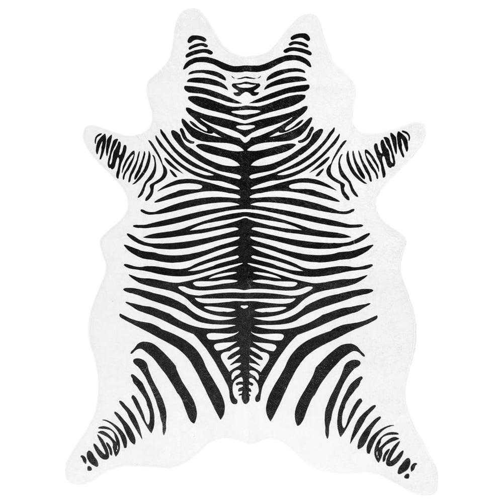 vidaXL Rug Black White 120x170 cm Zebra Pattern Washable