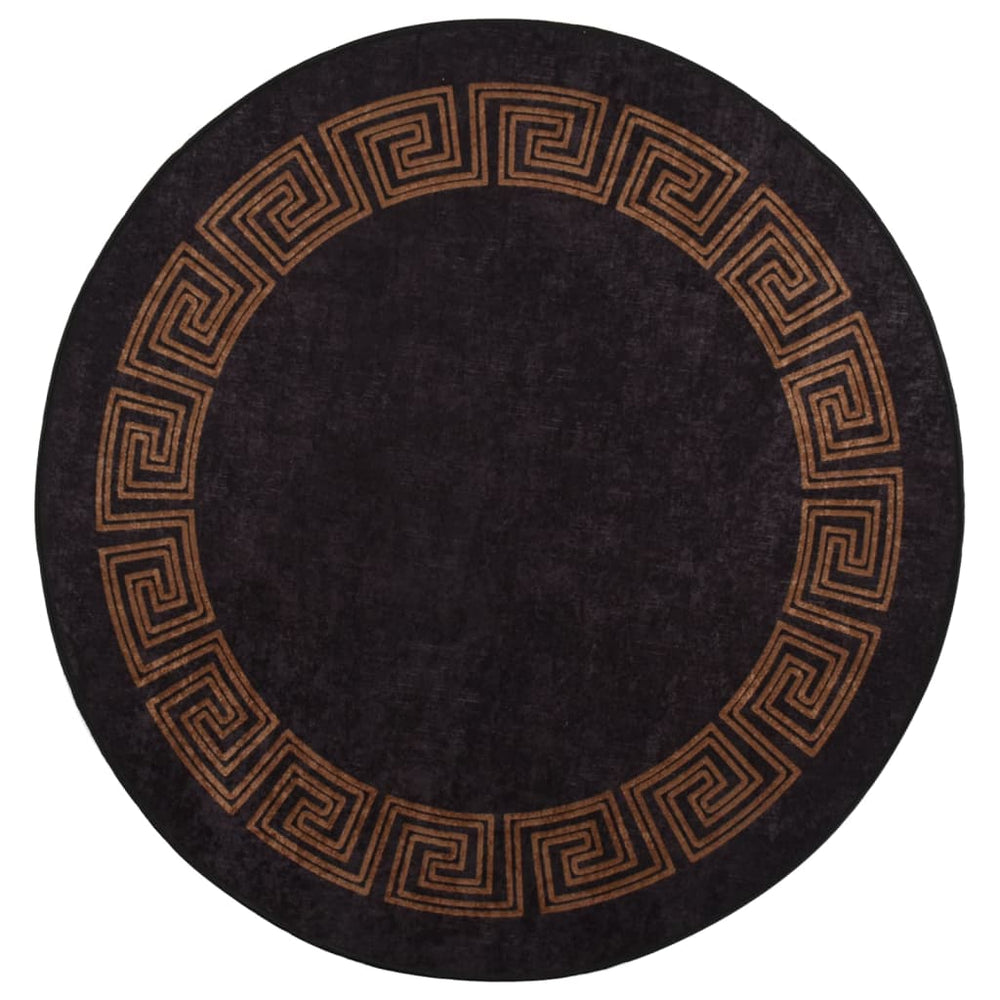 vidaXL Washable Rug Black and Gold Ø 200 cm