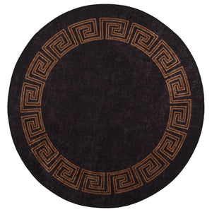 vidaXL Washable Rug Black and Gold Ø 200 cm