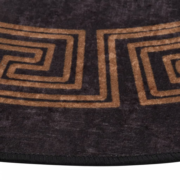 vidaXL Washable Rug Black and Gold Ø 200 cm