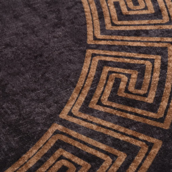 vidaXL Washable Rug Black and Gold Ø 200 cm