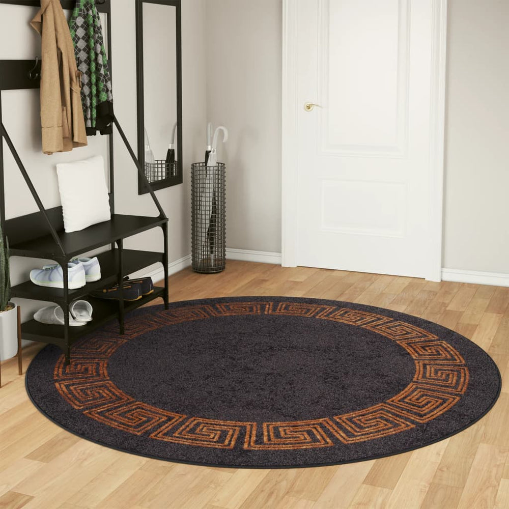 vidaXL Washable Rug Black and Gold Ø 200 cm