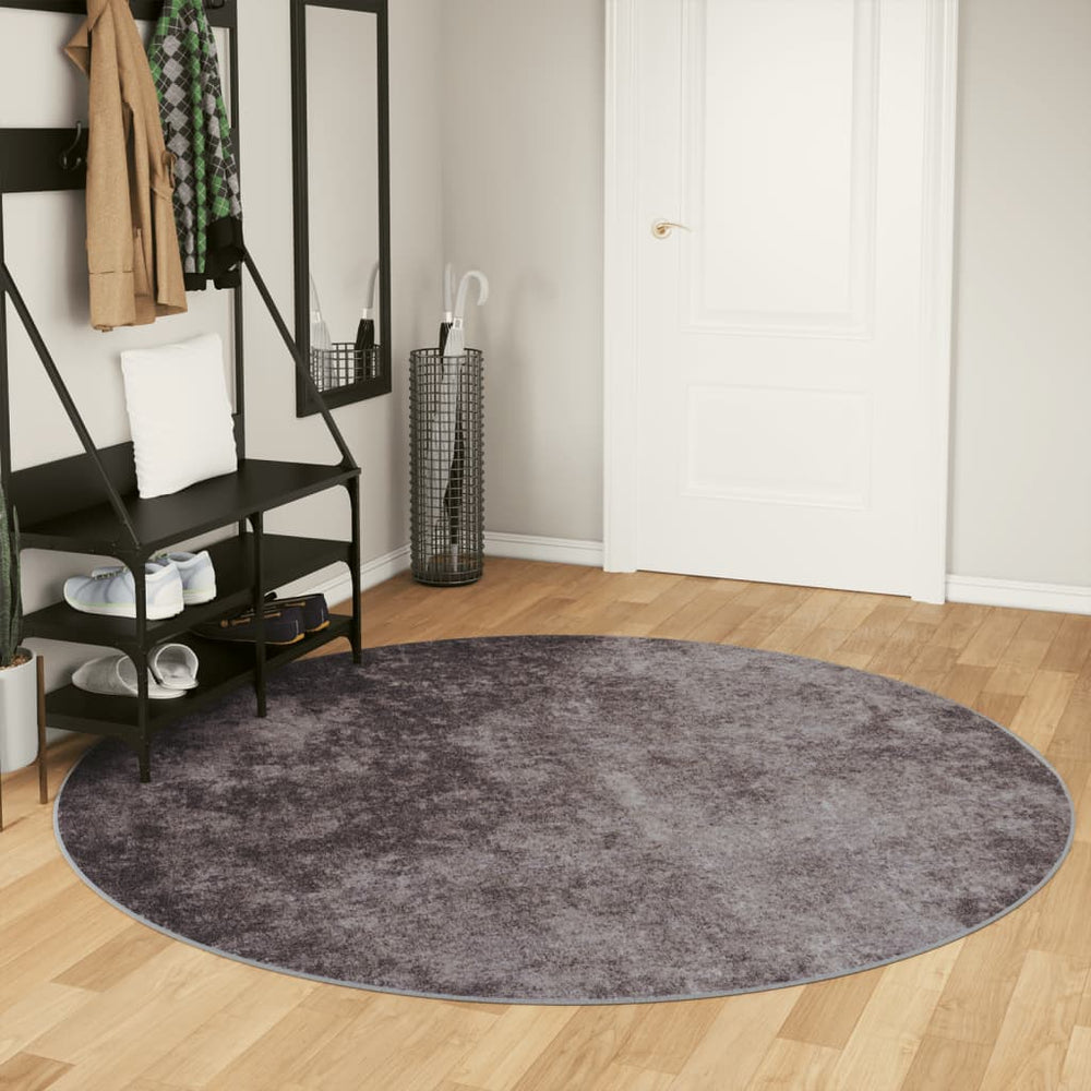 vidaXL Washable Rug Grey Ø 200 cm