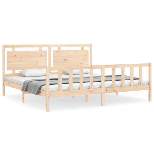 vidaXL Solid Wood Bed with Headboard 180x200 cm