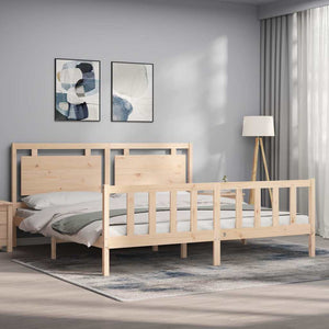 vidaXL Solid Wood Bed with Headboard 180x200 cm