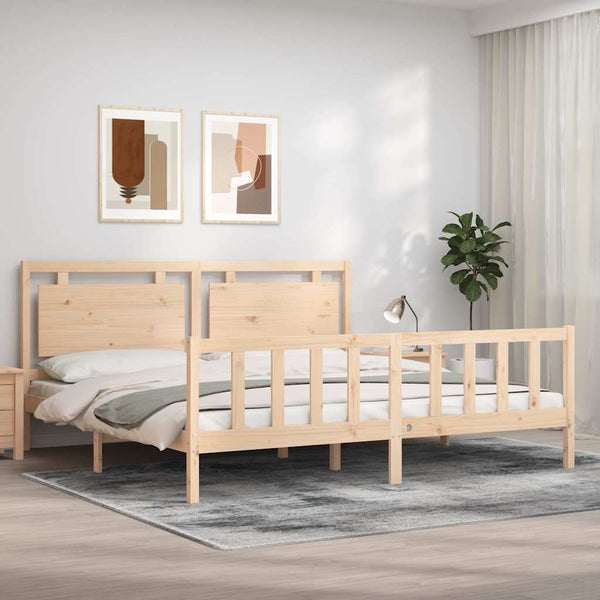 vidaXL Solid Wood Bed with Headboard 180x200 cm