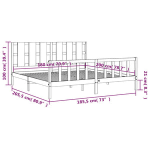 vidaXL Solid Wood Bed with Headboard Black 180x200 cm