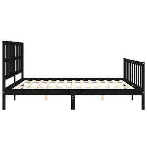 vidaXL Solid Wood Bed with Headboard Black 180x200 cm