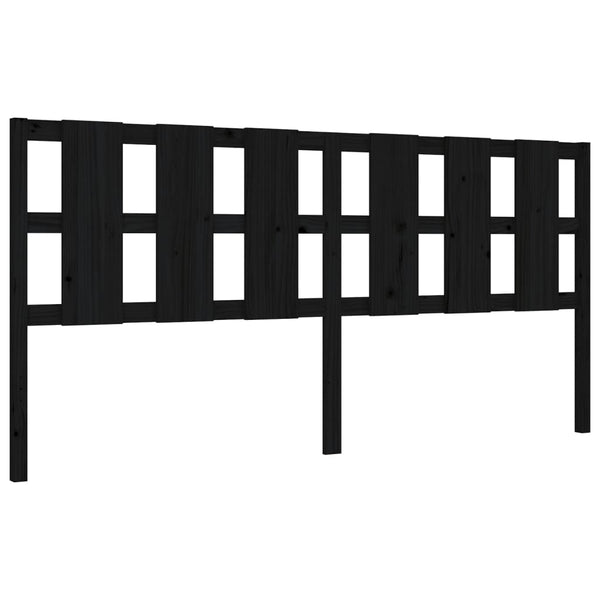 vidaXL Solid Wood Bed with Headboard Black 180x200 cm