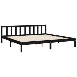 vidaXL Solid Wood Bed with Headboard Black 180x200 cm