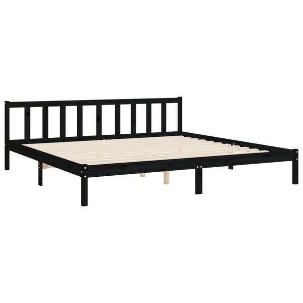 vidaXL Solid Wood Bed with Headboard Black 180x200 cm