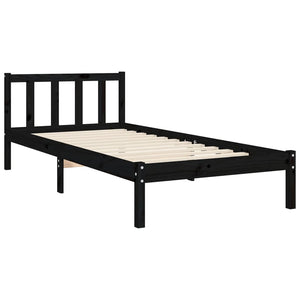 vidaXL Solid Wood Bed with Headboard Black 90x190 cm