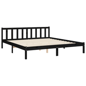 vidaXL Solid Wood Bed with Headboard Black