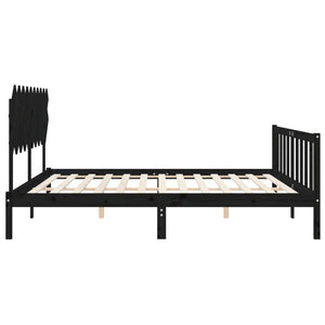 vidaXL Solid Wood Bed with Headboard Black 200x200 cm