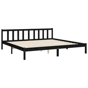 vidaXL Solid Wood Bed with Headboard Black 200x200 cm