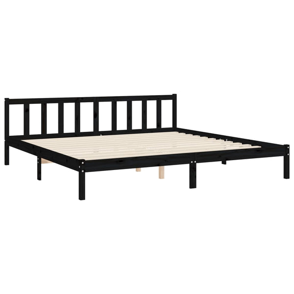 vidaXL Solid Wood Bed with Headboard Black 200x200 cm