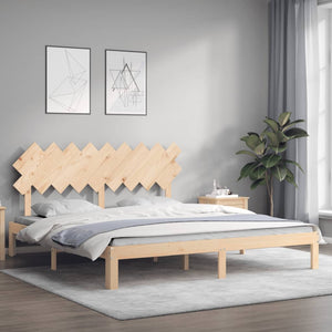 vidaXL Solid Wood Bed with Headboard