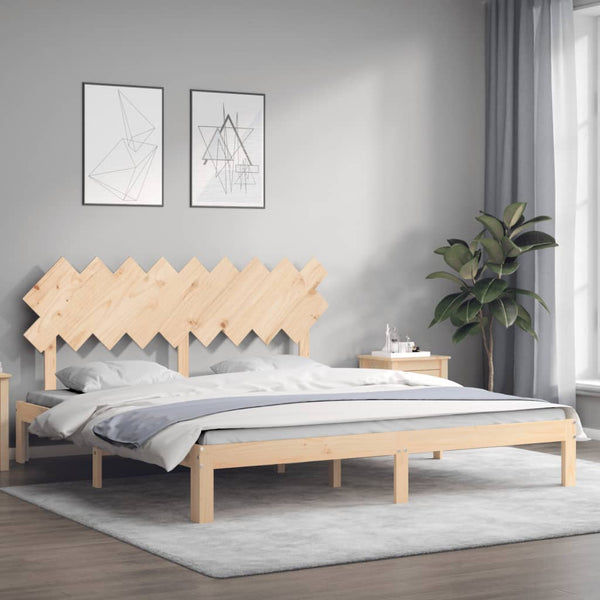 vidaXL Solid Wood Bed with Headboard