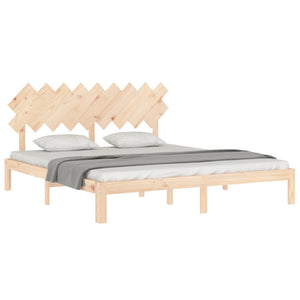 vidaXL Solid Wood Bed with Headboard
