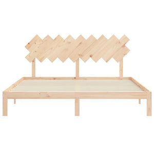 vidaXL Solid Wood Bed with Headboard