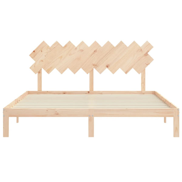 vidaXL Solid Wood Bed with Headboard