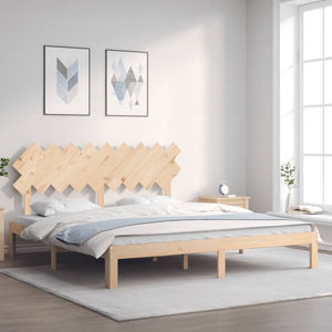 vidaXL Solid Wood Bed with Headboard