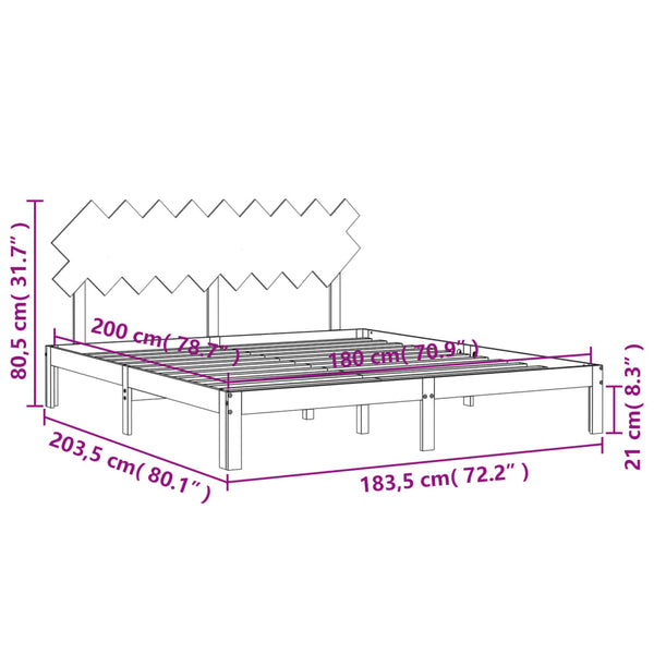 vidaXL Solid Wood Bed with Headboard White