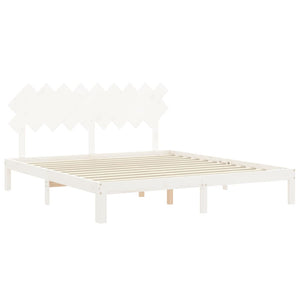 vidaXL Solid Wood Bed with Headboard White