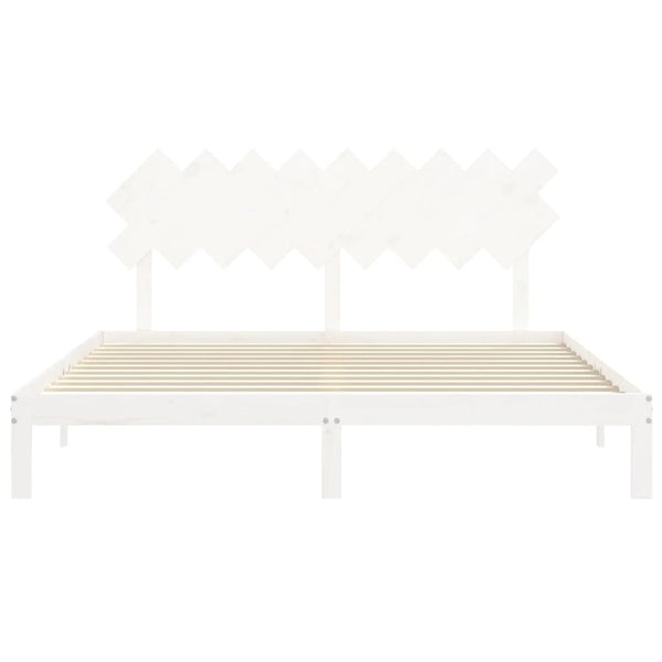vidaXL Solid Wood Bed with Headboard White
