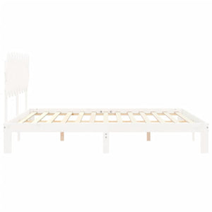 vidaXL Solid Wood Bed with Headboard White