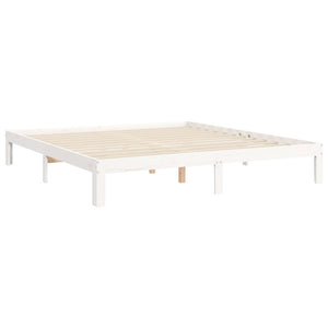 vidaXL Solid Wood Bed with Headboard White