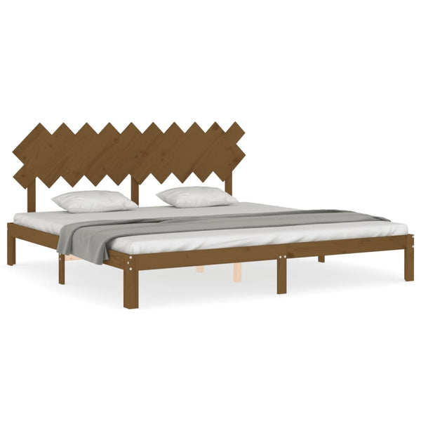 vidaXL Solid Wood Bed with Headboard Honey Brown 200x200 cm