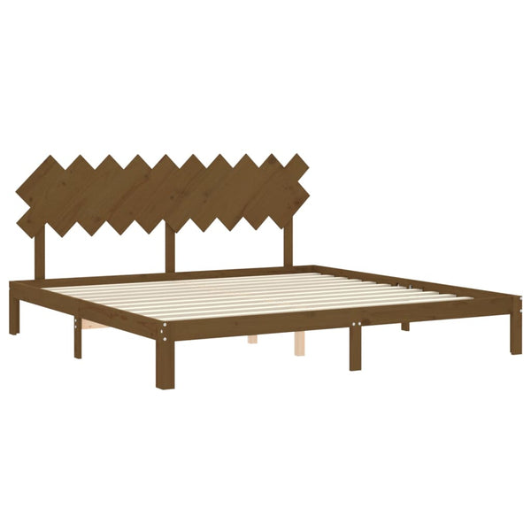 vidaXL Solid Wood Bed with Headboard Honey Brown 200x200 cm