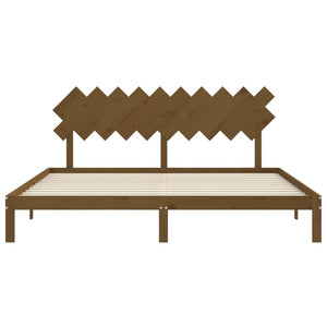 vidaXL Solid Wood Bed with Headboard Honey Brown 200x200 cm