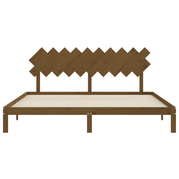 vidaXL Solid Wood Bed with Headboard Honey Brown 200x200 cm