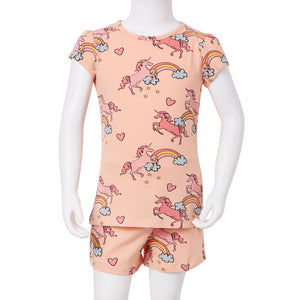 Kids' Short-Sleeved Pajamas Light Orange 104