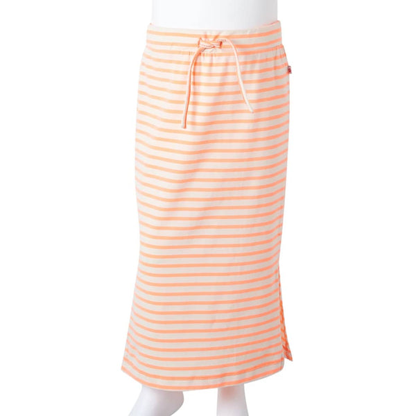 Girls' Striped Skirt Straight Neon Orange 128