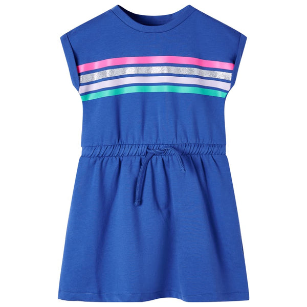 Girls' Dress with Drawstring Cobalt Blue 104
