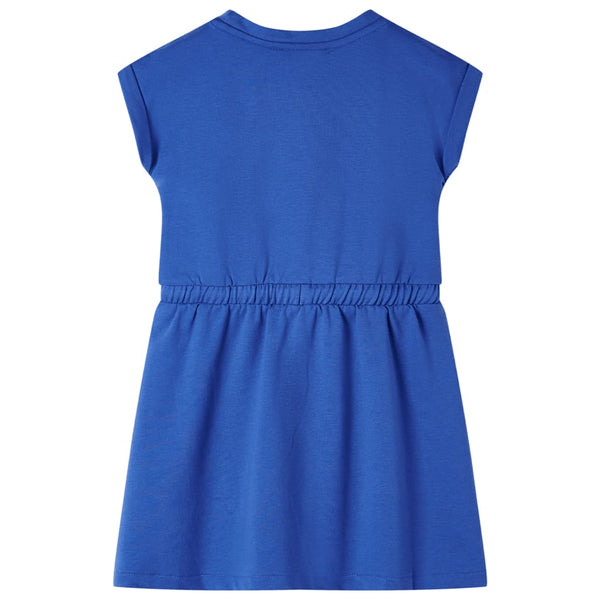 Girls' Dress with Drawstring Cobalt Blue 104