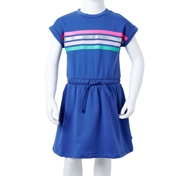 Girls' Dress with Drawstring Cobalt Blue 104