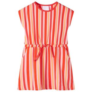 Children's Dress with Drawstring Pink and Red 116