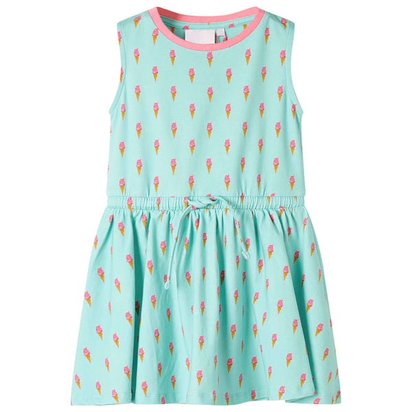 Girls' Dress with Drawstring Light Mint Green 116