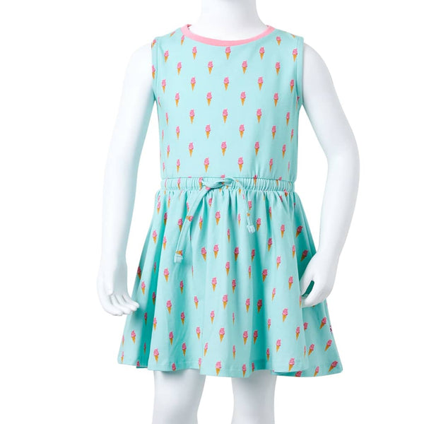 Girls' Dress with Drawstring Light Mint Green 116