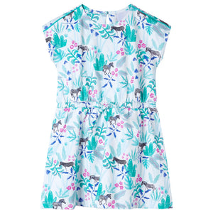 Children's Dress Ecru and Dark Mint Green 104