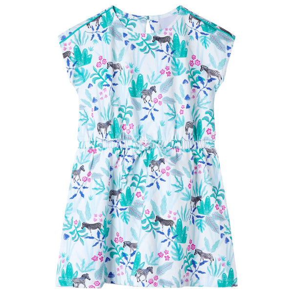 Children's Dress Ecru and Dark Mint Green 104