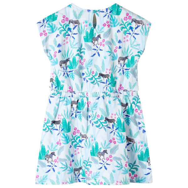 Children's Dress Ecru and Dark Mint Green 104