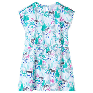 Children's Dress Ecru and Dark Mint Green 116